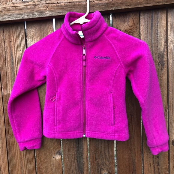 Columbia Girls Fleece Jacket, XXS, (4-5), Hot Pink, pre-owned, pet/smoke free - Picture 2 of 11